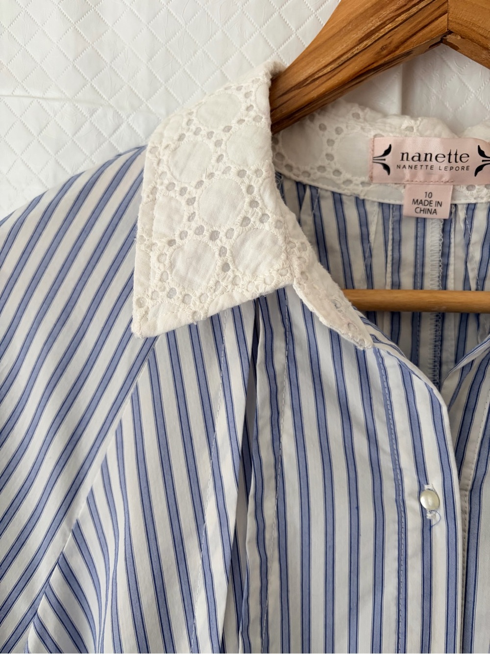 Nanette Lepore Blue and White Striped Long Sleeve Dress - Picture 4 of 7